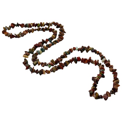 Semi-Precious African Bloodstone Chip Necklace Strand